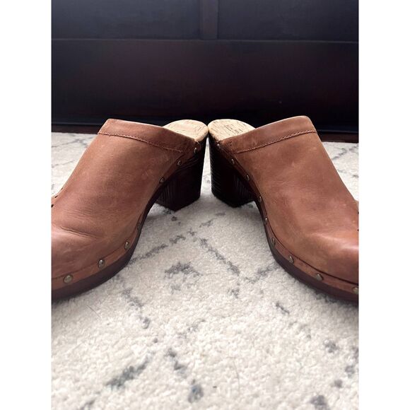 Womens Korks Brandi Clogs Brown Leather Platform Mules Slip On Size 10 M - Picture 6 of 7
